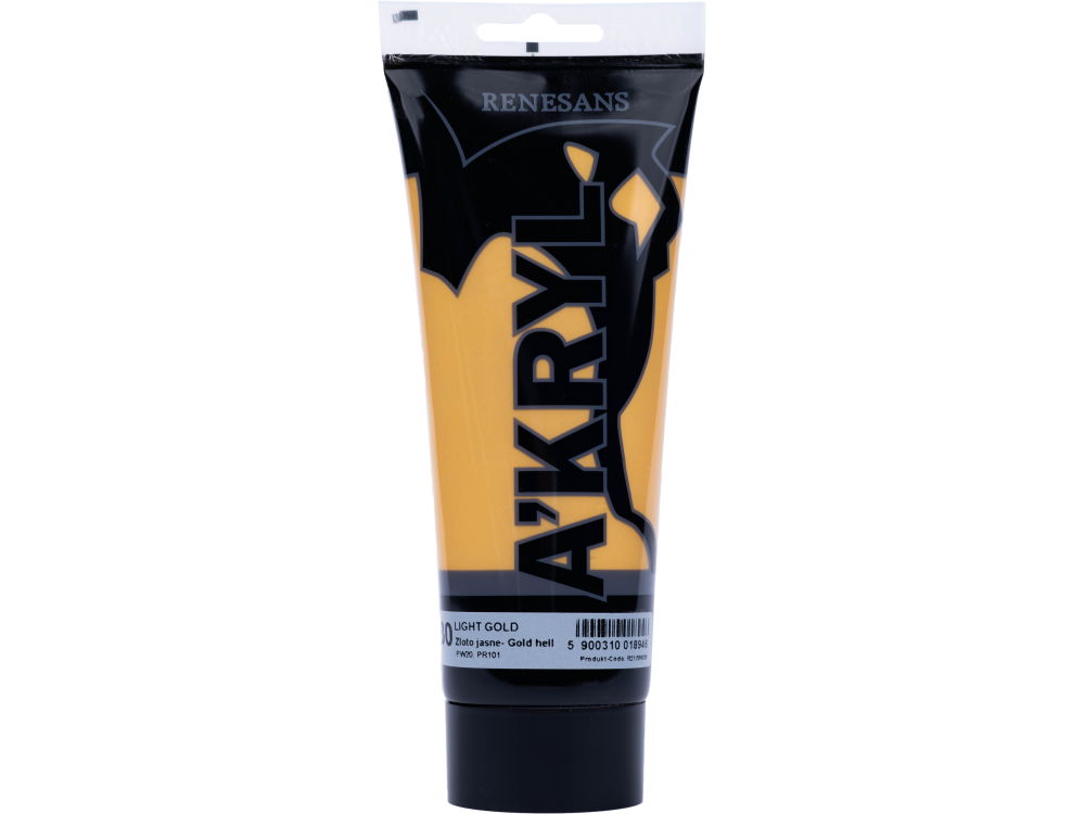 Metallic acrylic A'kryl paint - Renesans - 30, light gold, 200 ml