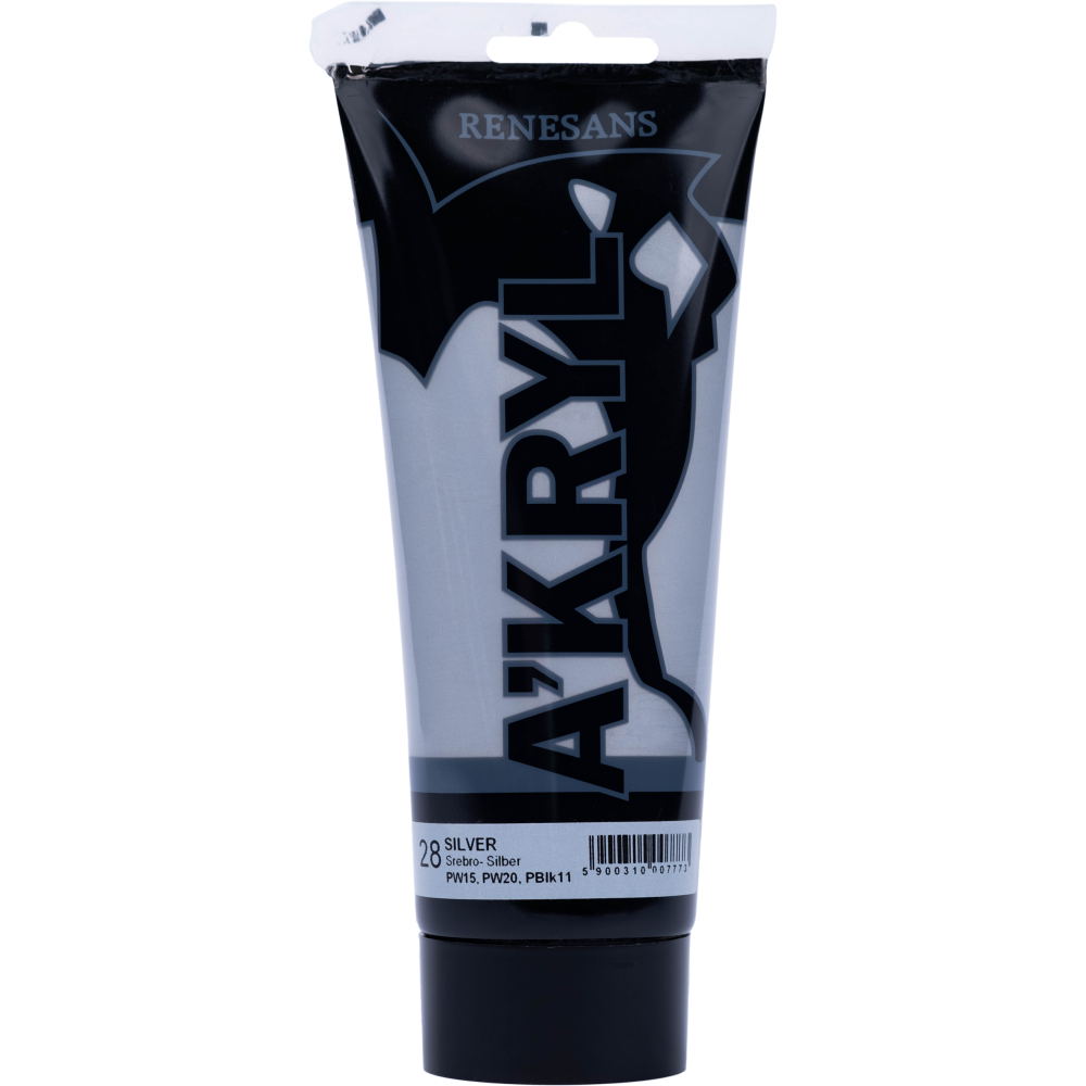 Farba akrylowa A'kryl metaliczna - Renesans - 28, silver, 200 ml