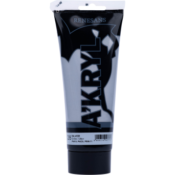 Metallic acrylic A'kryl paint - Renesans - 28, silver, 200 ml