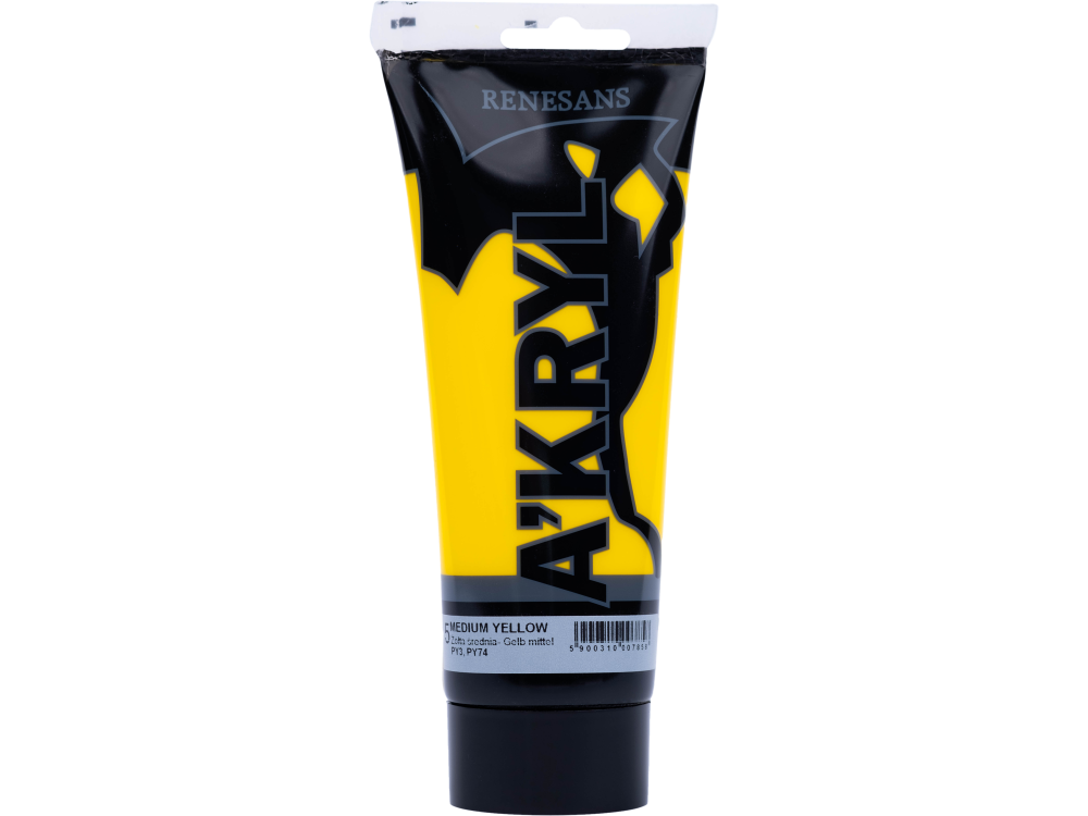 Acrylic A'kryl paint - Renesans - yellow medium, 200 ml