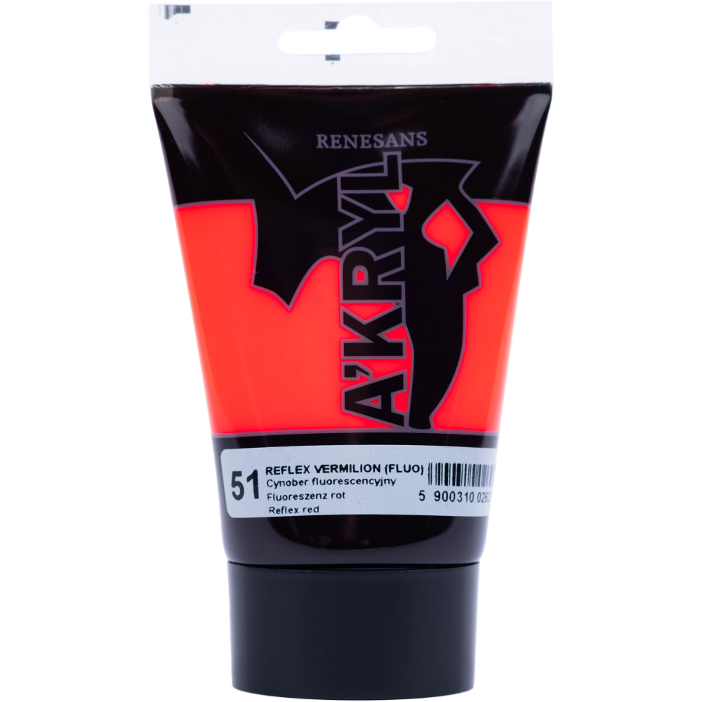 Farba akrylowa A'kryl - Renesans - vermilion fluorescencyjny, 100 ml