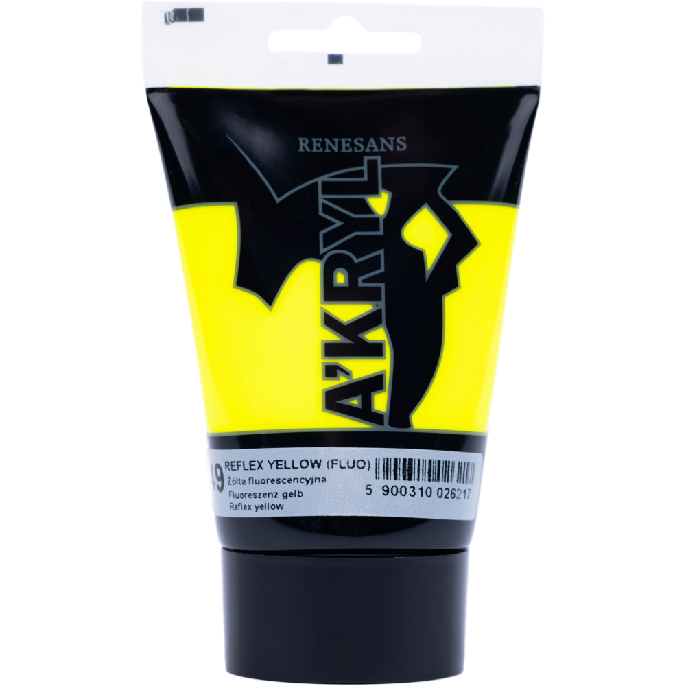 Acrylic A'kryl paint - Renesans - reflex yellow, 100 ml