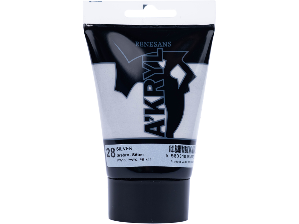 Acrylic A'kryl paint - Renesans - silver, 100 ml
