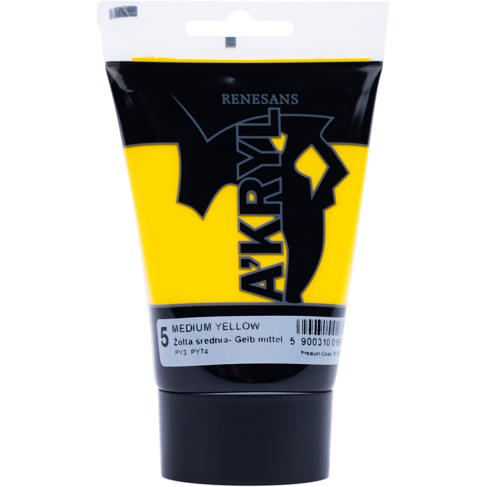 Acrylic A'kryl paint - Renesans - yellow medium, 100 ml