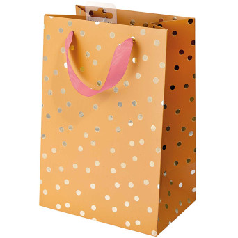 Torba prezentowa Dots - Rico Design - pomarańczowa, 18 x 26 x 12 cm