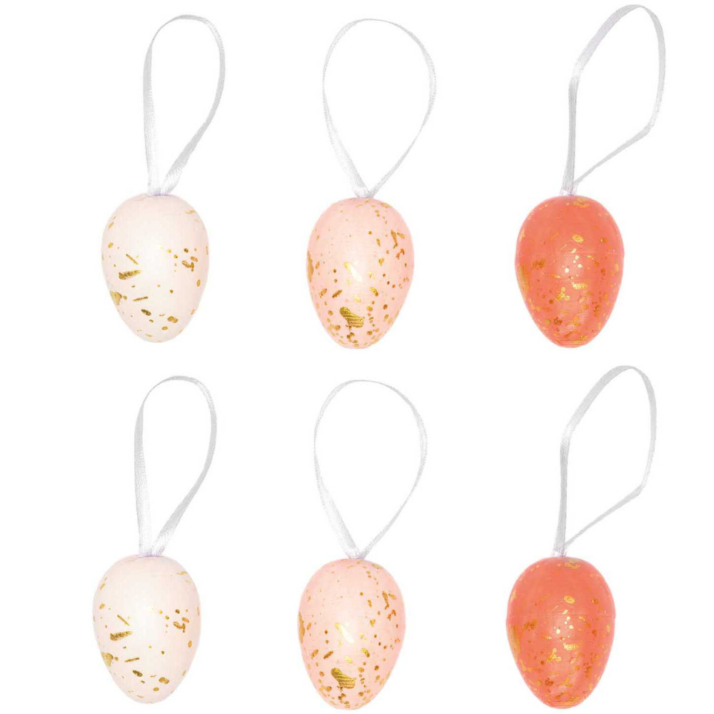 Eggs pendants - Rico Design - pink and gold, 4 cm, 6 pcs