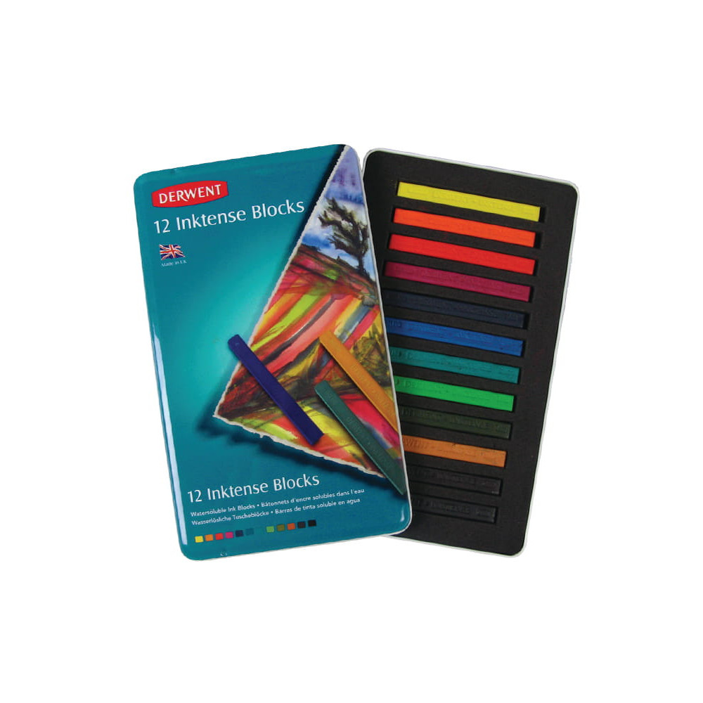 Inktense blocks set in metal tin - Derwent - 12 colors