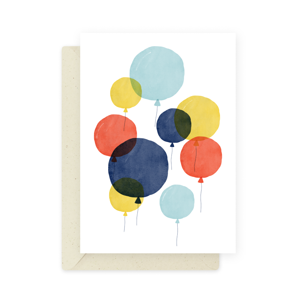 Greeting card - Eökke - Colorful balloons, 12 x 17 cm