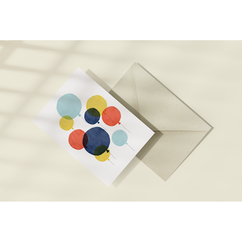 Greeting card - Eökke - Colorful balloons, 12 x 17 cm