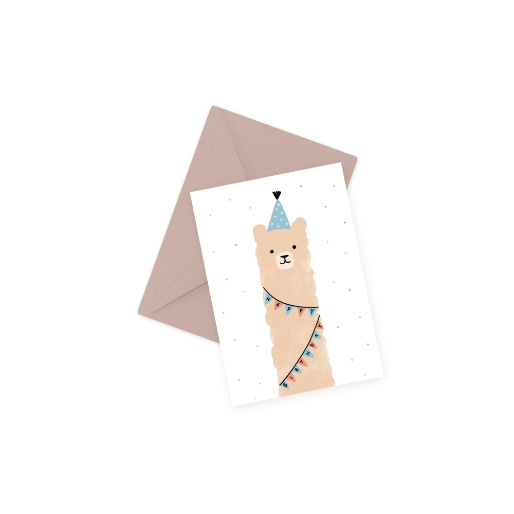 Greeting card - Eökke - Birthday llama, 12 x 17 cm