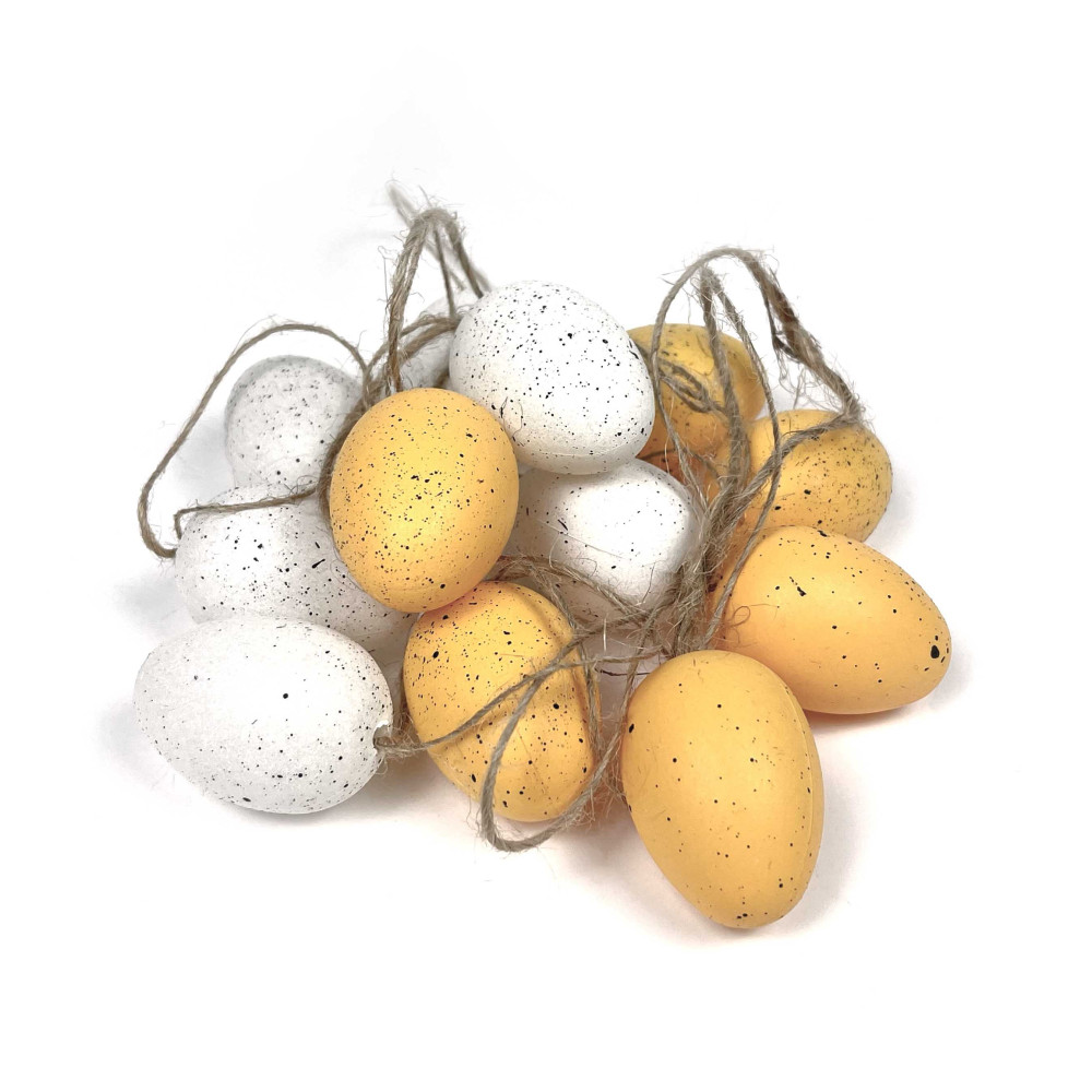 Jajka zawieszki - żółte, białe, 5 cm, 12 szt.