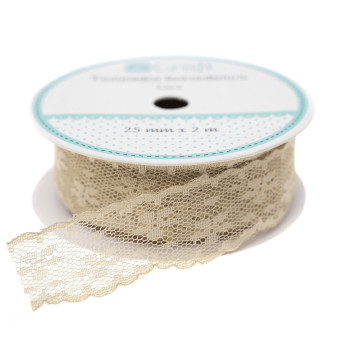 Lace ribbon - DpCraft - beige, 25 mm, 2 m