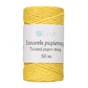 Sznurek papierowy - DpCraft - żółty, 50 m