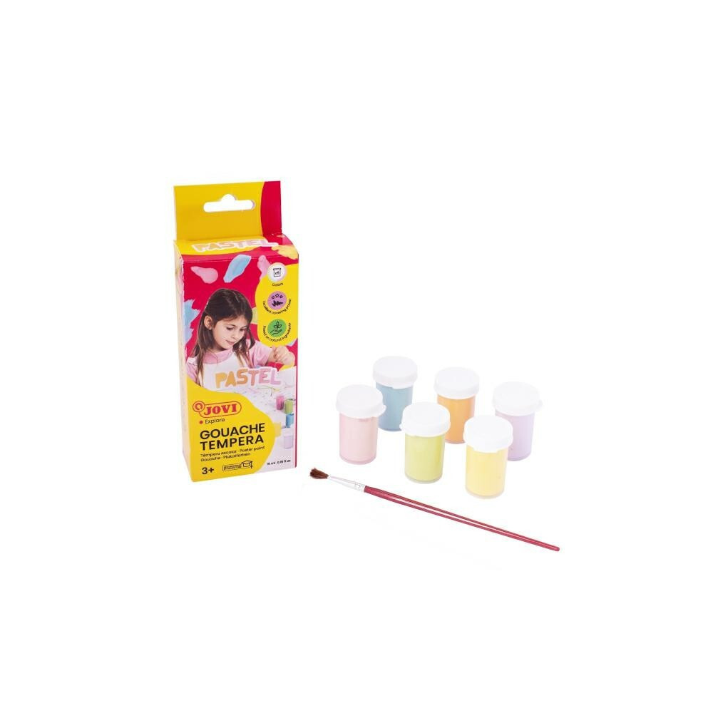 Farby plakatowe dla dzieci Pastel - Jovi - 6 kolorów x 15 ml