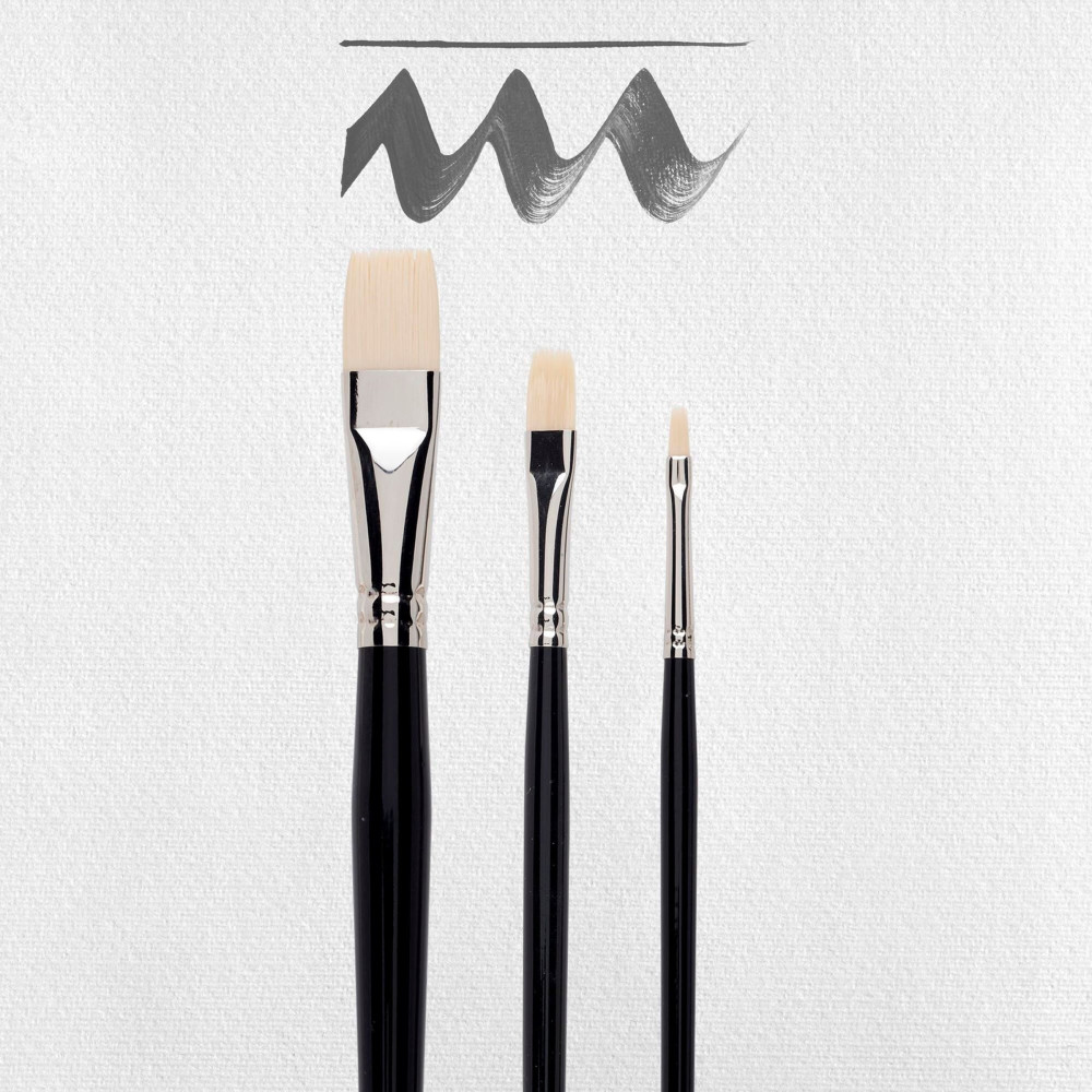 Set of flat, synthetic brushes - Amsterdam - long handle, M, 3 pcs