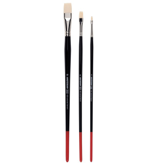 Set of flat, synthetic brushes - Amsterdam - long handle, M, 3 pcs