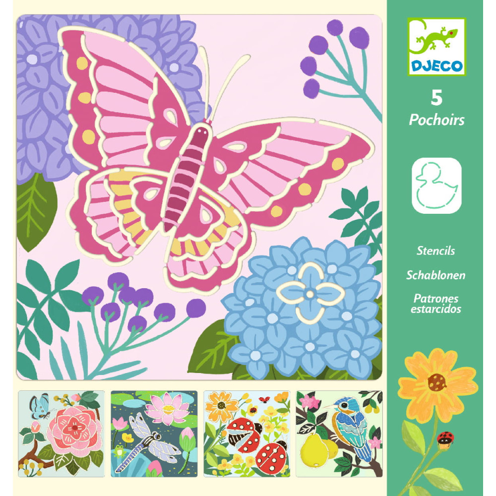 Stencils for drawing - Djeco - Garden, 5 pcs