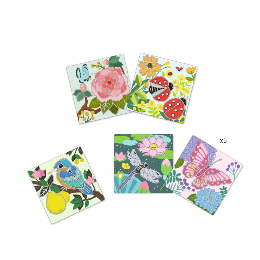 Stencils for drawing - Djeco - Garden, 5 pcs