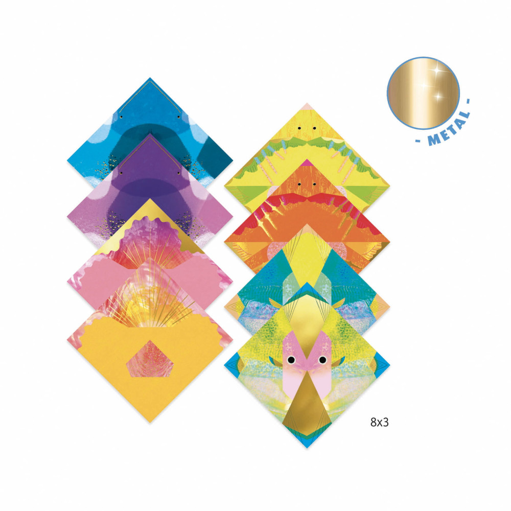 Set for origami - Djeco - Ocean animals, 24 pcs