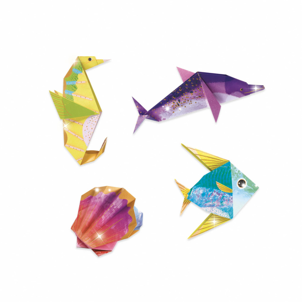 Set for origami - Djeco - Ocean animals, 24 pcs