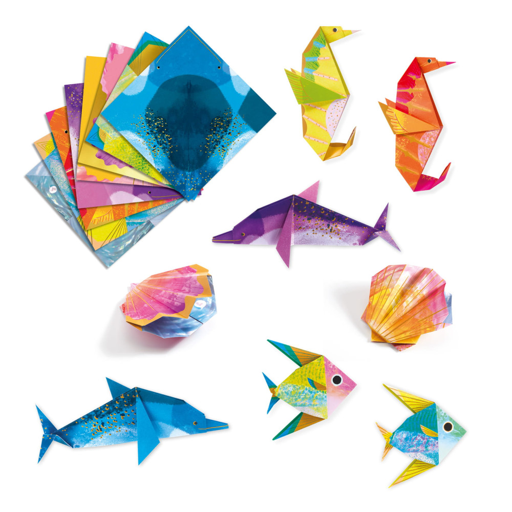 Zestaw do origami - Djeco - Morskie zwierzęta, 24 szt.