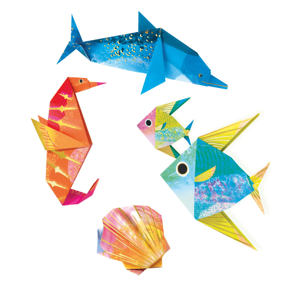 Set for origami - Djeco - Ocean animals, 24 pcs