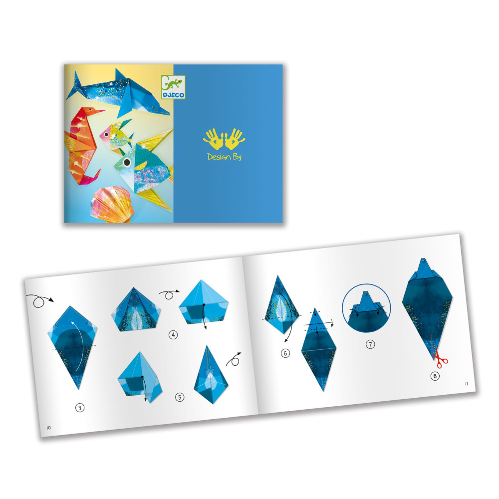 Set for origami - Djeco - Ocean animals, 24 pcs