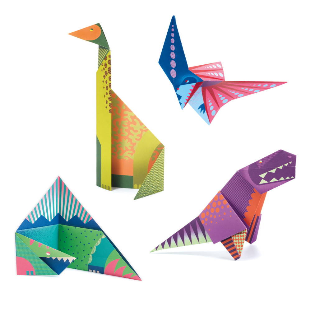 Set for origami - Djeco - Dinosaurs, 24 pcs
