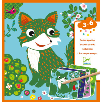 Scratch boards for children - Djeco - Animals, 4 sheets