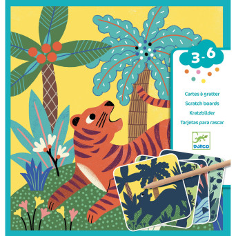 Scratch boards for children - Djeco - Big animals, 4 sheets