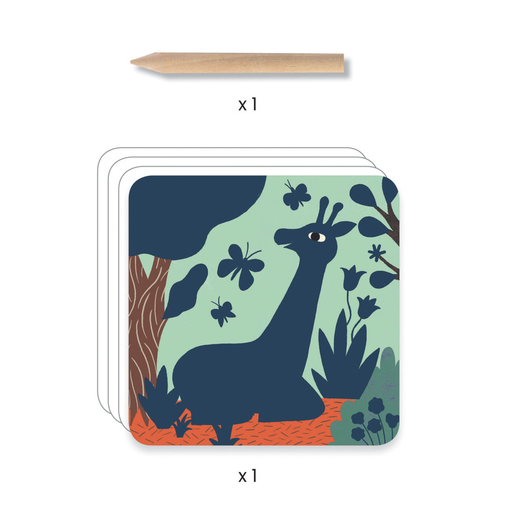 Scratch boards for children - Djeco - Big animals, 4 sheets