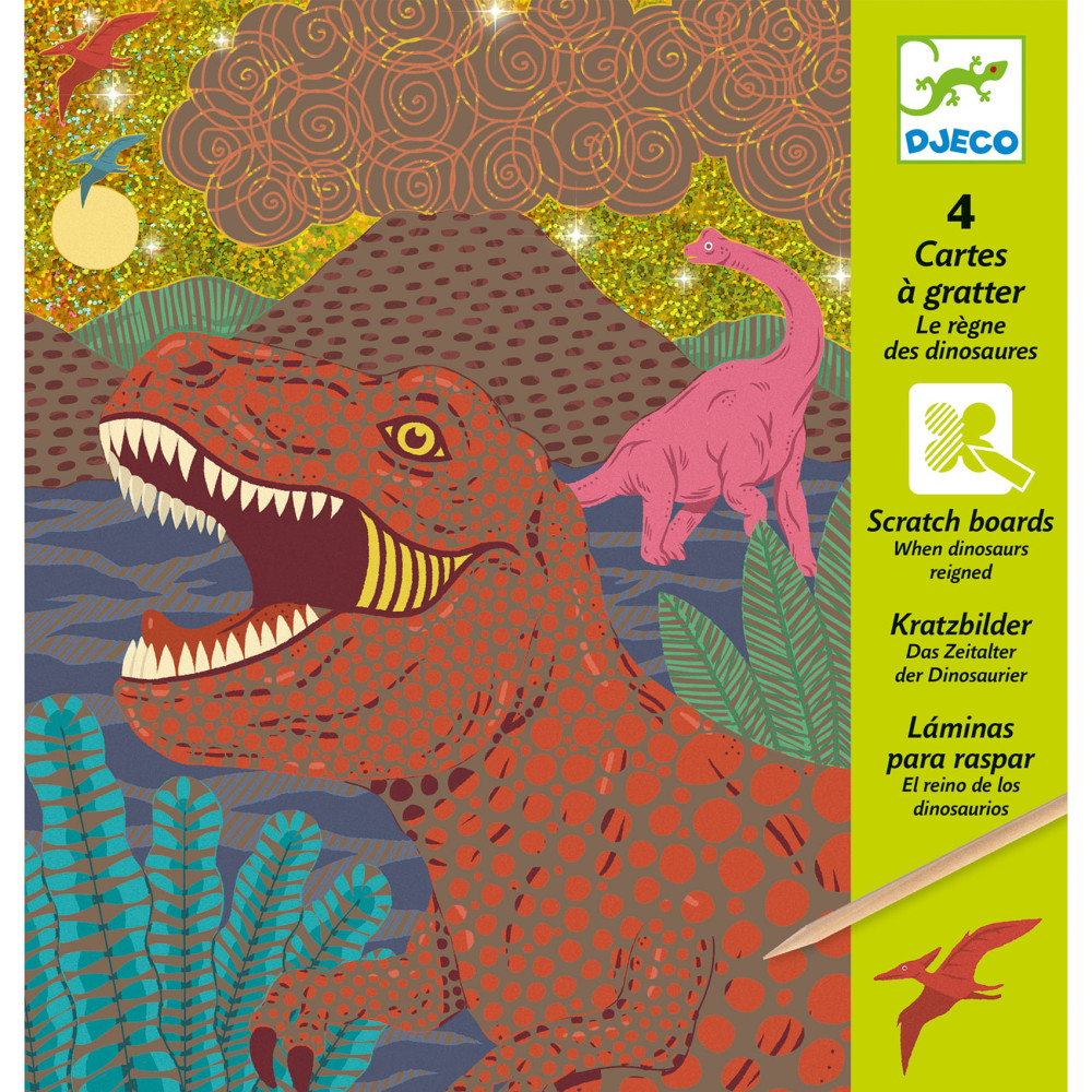 Scratch boards for children Dinosaurs - Djeco - 4 sheets