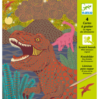 Scratch boards for children Dinosaurs - Djeco - 4 sheets