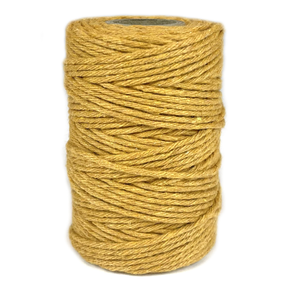 Sznurek bawełniany do makramy - musztardowy, 2 mm, 60 m