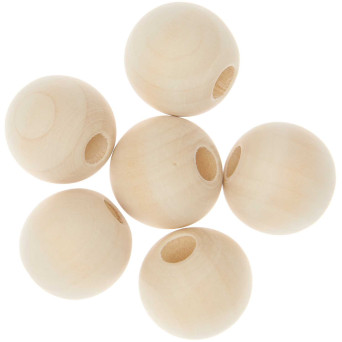 Wooden macrame beads - Rico Design - Natural, 30 mm, 6 pcs