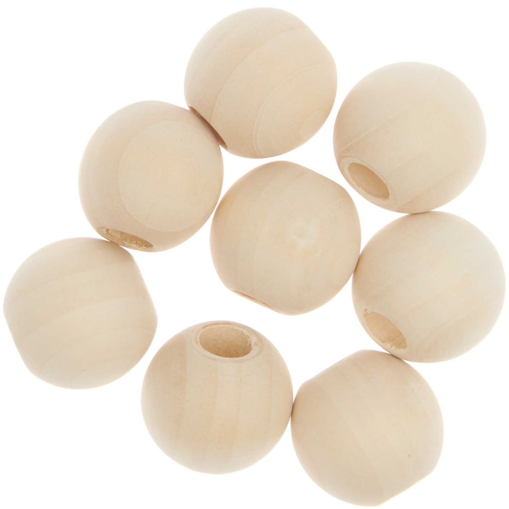 Wooden macrame beads - Rico Design - Natural, 25 mm, 8 pcs