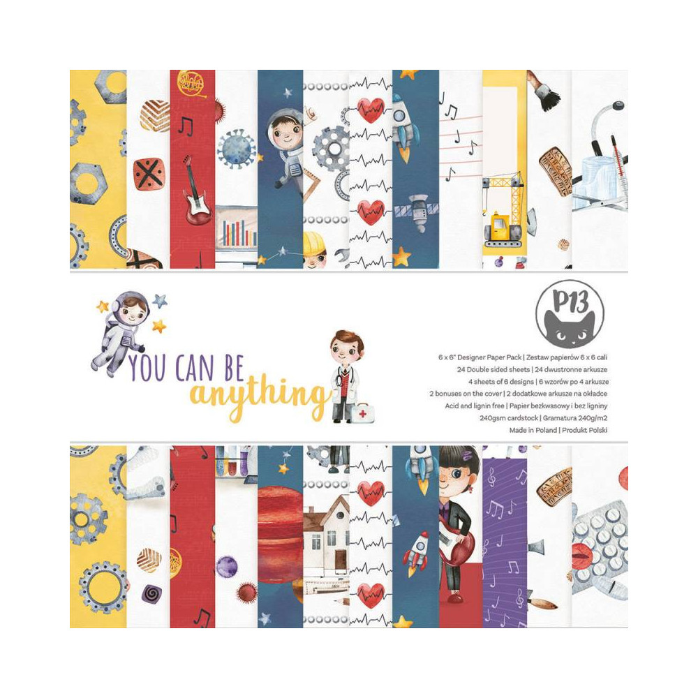 Set of scrapbooking papers 15,3 x 15,3 cm - Piątek Trzynastego - You can be anything