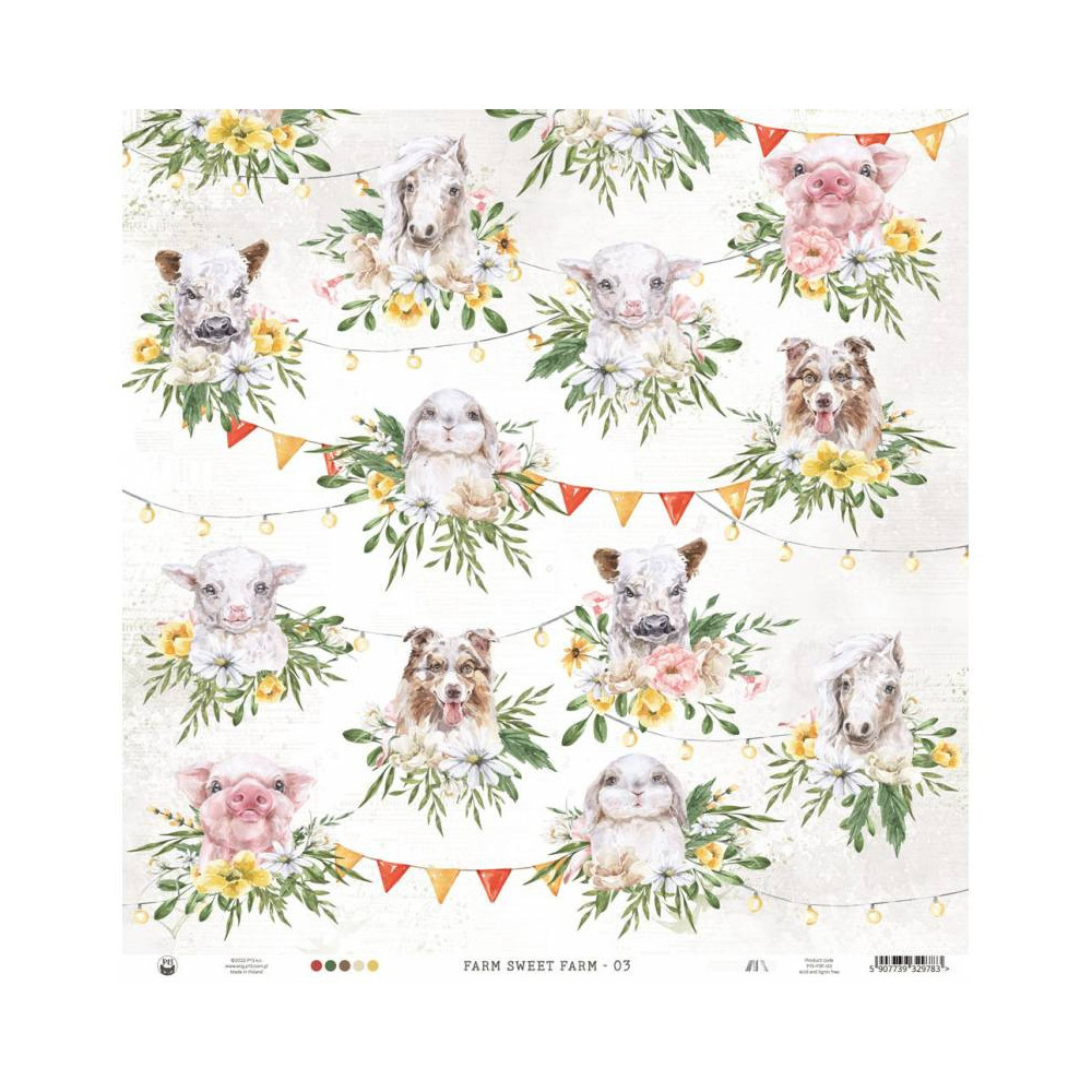 Scrapbooking paper 30,5 x 30,5 cm - Piątek Trzynastego - Farm Sweet Farm 03