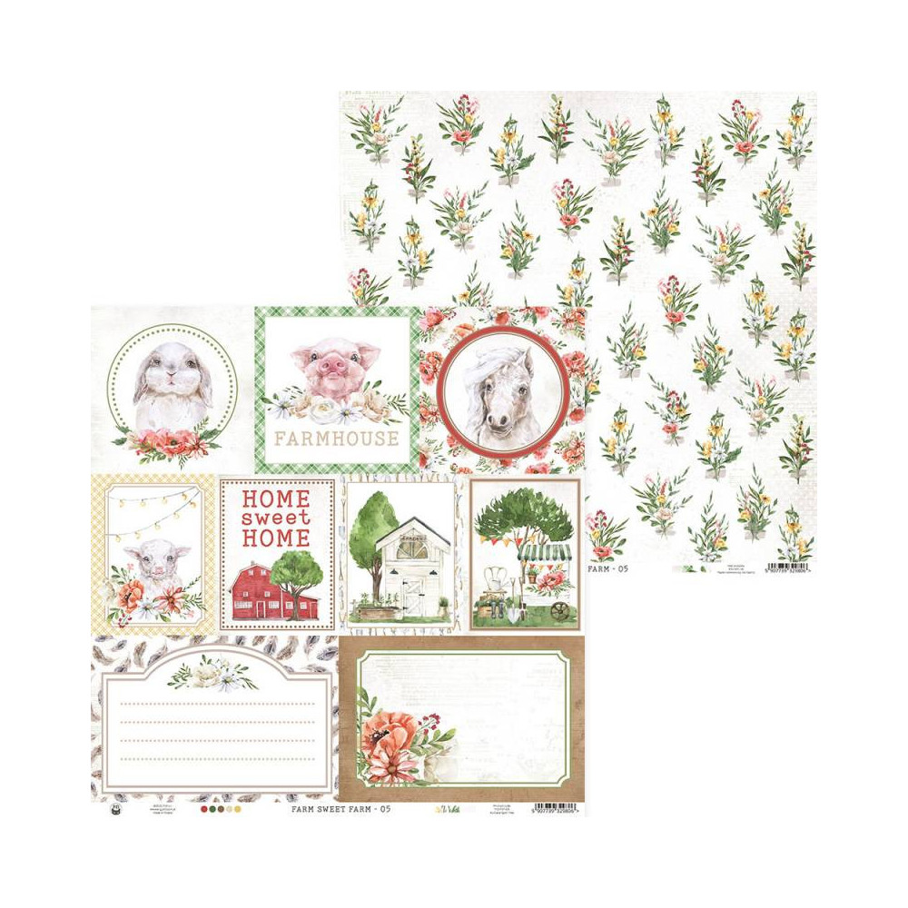 Scrapbooking paper 30,5 x 30,5 cm - Piątek Trzynastego - Farm Sweet Farm 05