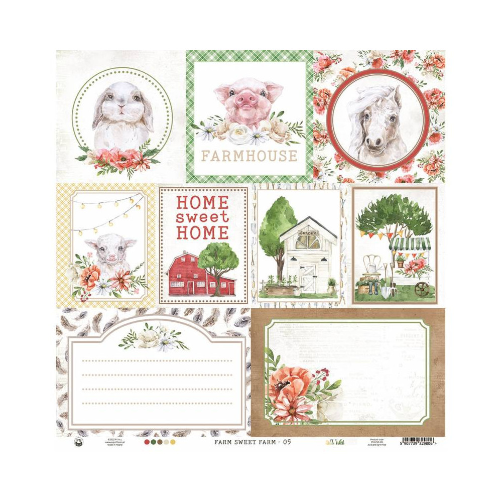 Papier do scrapbookingu 30,5 x 30,5 cm - Piątek Trzynastego - Farm Sweet Farm 05