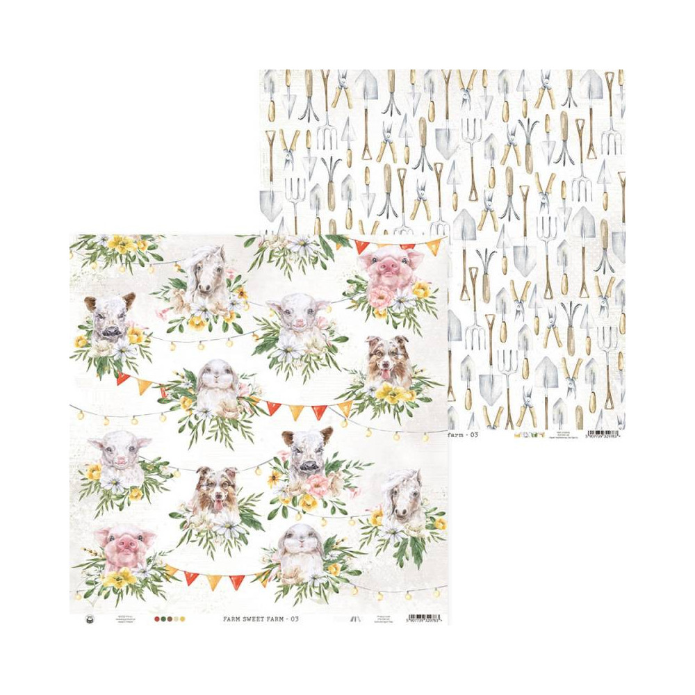 Set of scrapbooking papers 15,3 x 15,3 cm - Piątek Trzynastego - Farm Sweet Farm
