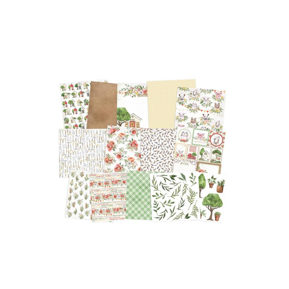 Set of scrapbooking papers 15,3 x 15,3 cm - Piątek Trzynastego - Farm Sweet Farm