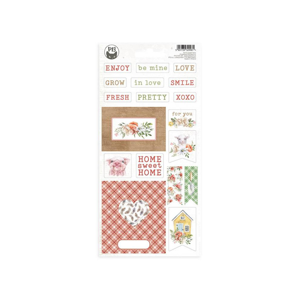 Set of cardboard stickers 10,5 x 22 cm - Piątek Trzynastego - Farm Sweet Farm 01