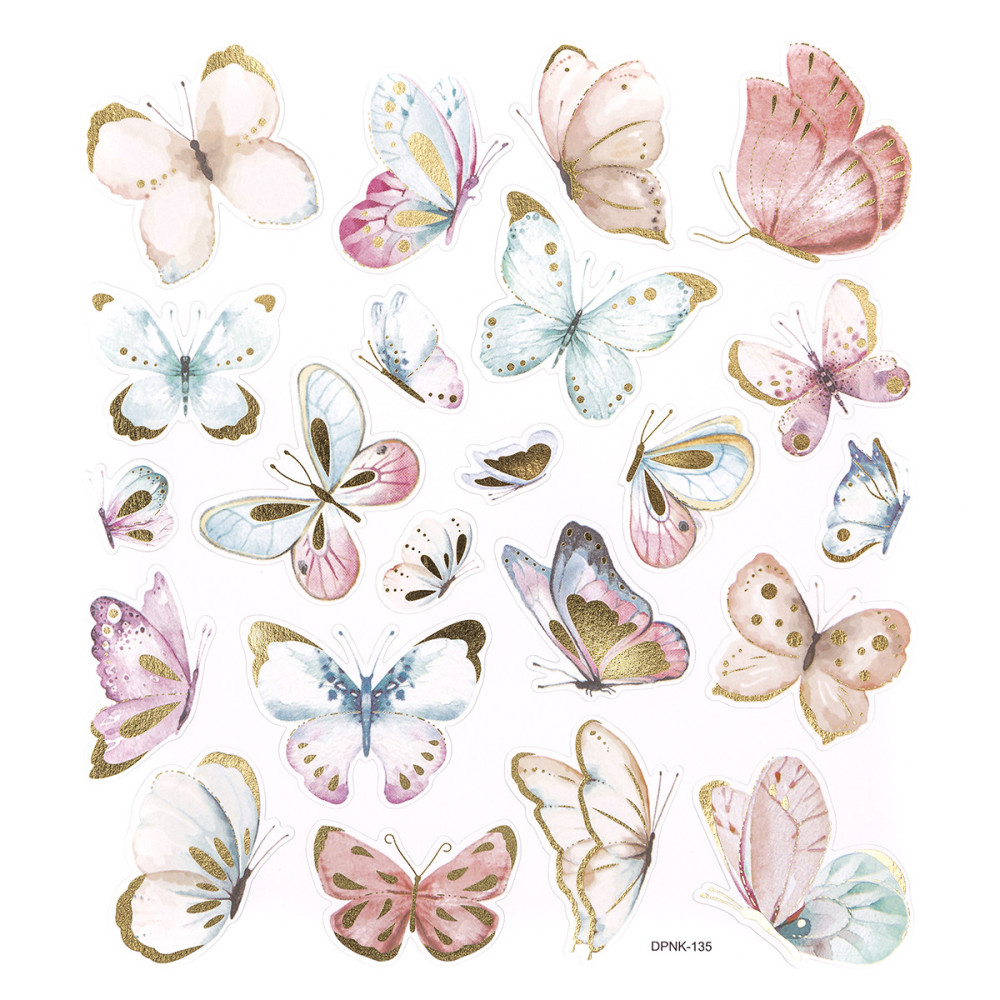 Naklejki ze złoceniami - DpCraft - Boho Butterflies, 22 szt.