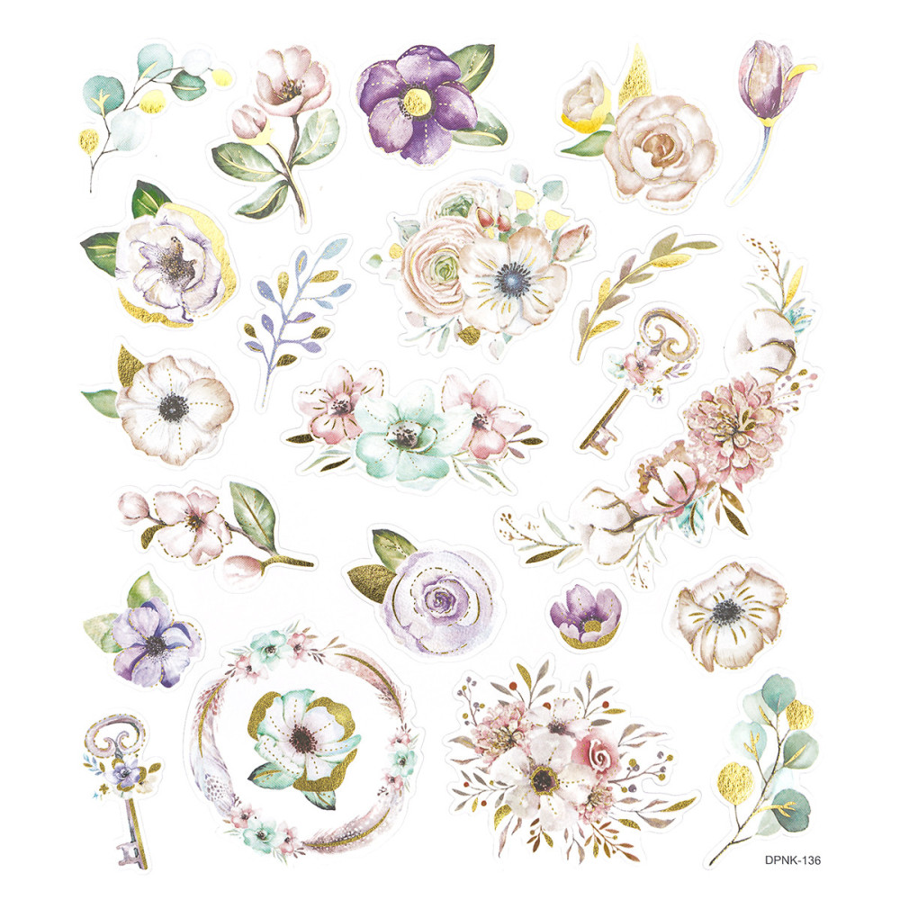 Naklejki ze złoceniami - DpCraft - Boho Florals, 22 szt.