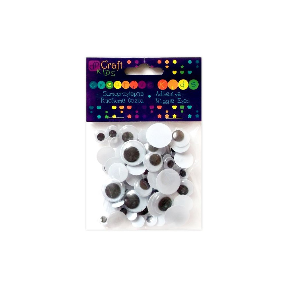 ASSORTED ADHESIVE WIGGLE EYES, 75 PCS