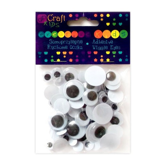 ASSORTED ADHESIVE WIGGLE EYES, 75 PCS