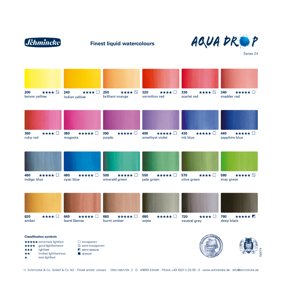 Set of Aqua Drop watercolor paints - Schmincke - 5 x 30 ml