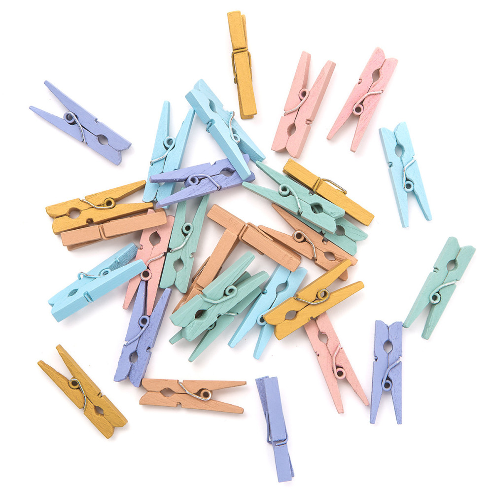 Mini wooden clips - DpCraft - Rainbow, 3 cm, 30 pcs