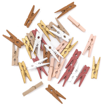 Mini wooden clips - DpCraft - Vintage, 3 cm, 30 pcs